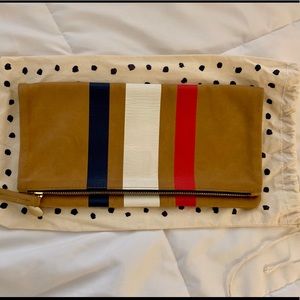 Clare V. Foldover Clutch in Red, White, and Blue